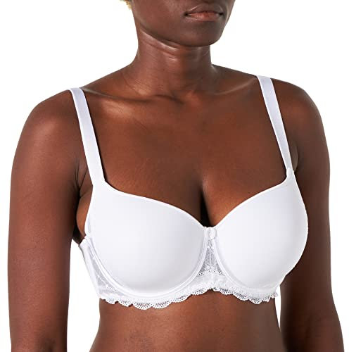 Selene, Reggiseno Donna con Ferretto e Coppe Imbottite, Dettagli in Pizzo Trasparente, Collezione Desire, Colore Bianco, Taglia 4C