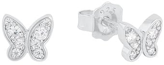 s.Oliver Mädchen Ohrstecker Schmetterling, 925er Sterling Silber rhodiniert