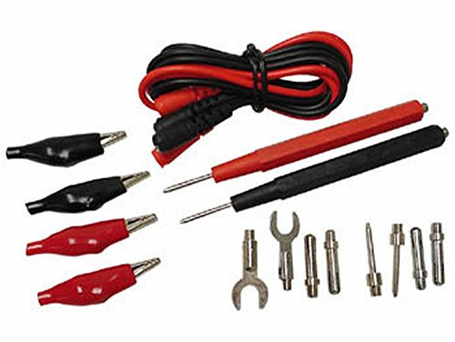 Velleman Set universeller Prüfspitzen für Multimeter, 30 V, 90 cm Kabel, Krokodilklemmen, im Tragekoffer, rot und schwarz