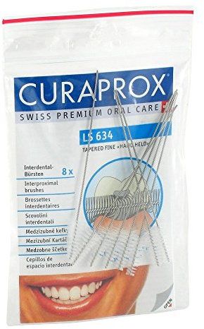 Curaprox LS634 spitz zulaufende feine Interdentalbürsten, Weiß, 8 Stück, Uni-Erwachsene, manuell, nicht betrieben, Interdentalzahnbürste