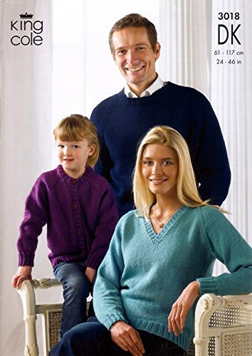 King Cole Ladies & Mens Sweater & Cardigan DK Knitting Pattern 3018