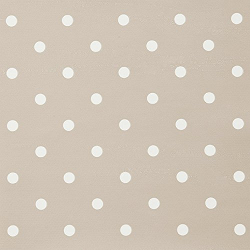Wipe Clean Tablecloths PVC Vinyl Taupe and White Polka Dots 140cm x 140cm-