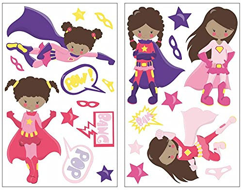 Samunshi® 23x Wandtattoo Superheldinnen Set Wandbilder Kinderzimmer Deko Junge Wandtattoo Kinderzimmer Mädchen Wandsticker Kinderzimmer 2x 27x43cm