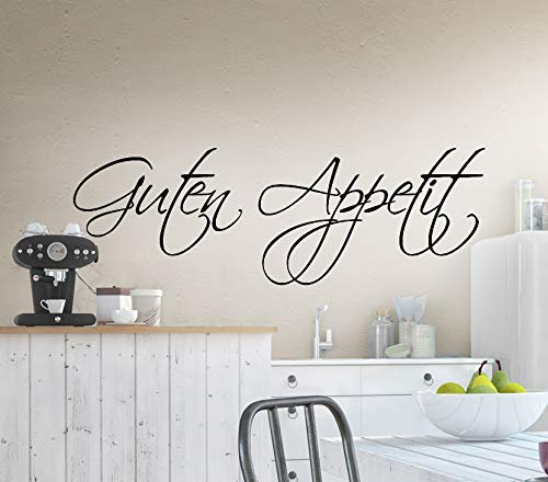 Grandora W519 Wandtattoo Spruch Guten Appetit Küche schwarz 58 x 19 cm