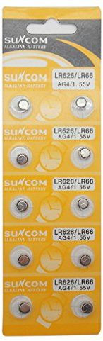 SUNCOM (10 pcs) AG4 Alkaline 1.5V Button Cell Battery Single Use LR626 LR66 SR626 V377 GP377 606 Watch Toys Remotes Cameras