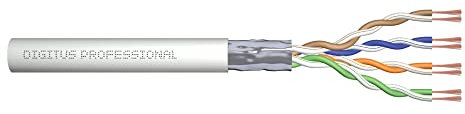 DIGITUS 100 m de Cable de red Cat 5e, F-UTP Simplex, BauPVO Eca, Revestimiento de PVC, 100 MHz Copper AWG 24/1, Compatible con PoE, Cable LAN Cable Ethernet, Gris