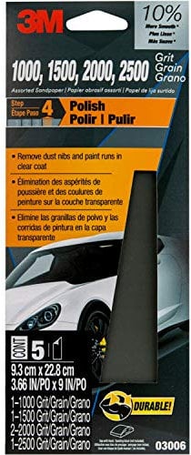 3M Auto Wet Or Dry Sandpaper 3 2/3 in x 9 in, 1000, 1500, 2000, 2500 Assorted Grit Pack, 5 Sheets
