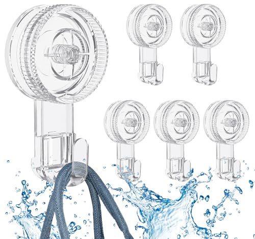 Quntis 6Pack Saugnapf Haken Ohne Bohren Saughaken Extra Stark 5KG Blastbar Kombination aus Kleber Vakuum Wasserdicht für Fenster Bad Küche Transparent