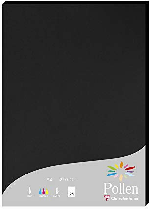Clairefontaine 24298C Packung mit 25 Karten Pollen 210g, DIN A4, 21 x 29,7cm, Schwarz