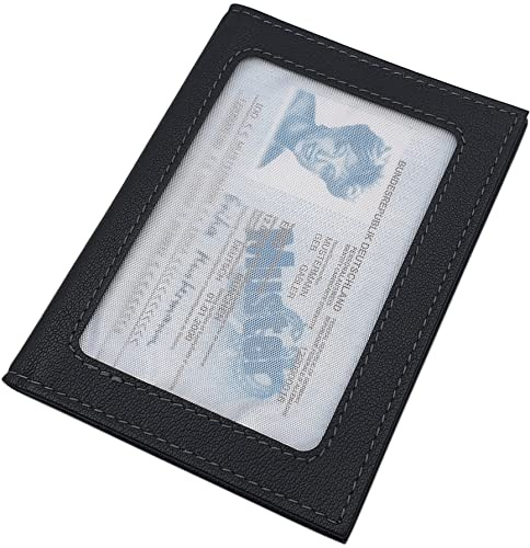 myledershop Cuir de Buffle Pochette de Carte d'identité et Porte Carte de crédit MJ-Design-Germany avec Protection RFID et NFC (Noir)