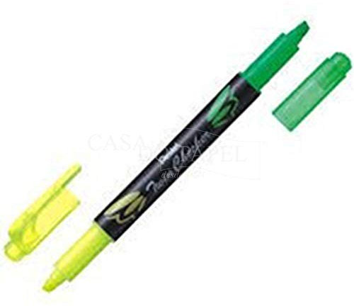 Pentel SLW8-GK Textmarker TWIN CHECKER, 2 Spitzen, gelb/grün