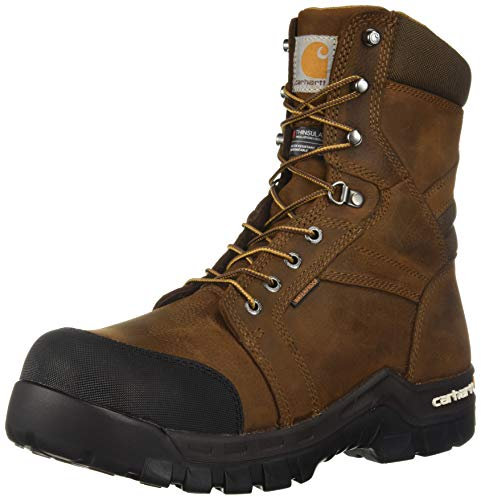 Carhartt Men's CSA 8 Rugged Flex Waterproof Insulated Puncture Resistant Composite Toe Work Boot, Dark Brown Oil Tanned - 9 Wide