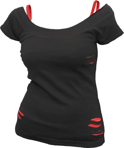 Spiral Women's T-Shirt, Black (Black & Red 005), 16 UK