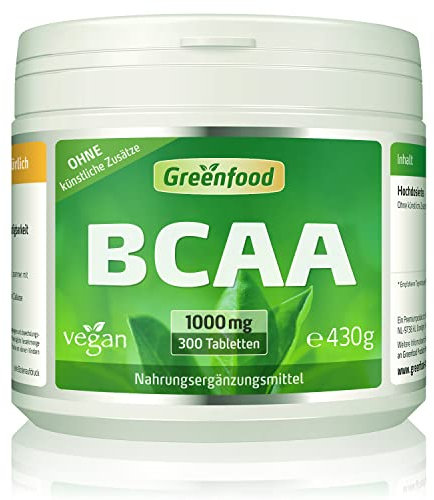 BCAA, 1000 mg, hochdosiert, 300 Tabletten, vegan - gut Muskelaufbau und Muskelerhalt (Proteine). OHNE künstliche Zusätze. Ohne Gentechnik.