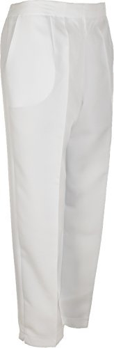 Sians Fashions Womens Lawn Bowls Bowlswear Bowling White Straight Leg Trousers Half Elasticated Waist (S-10 L-25, White)
