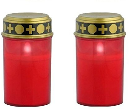 G AND M AUSTRALIAN CREAMS G&M 2er Set rotes LED Grablicht | Grabkerze Batteriebetrieben | Stilvolle Grablampe
