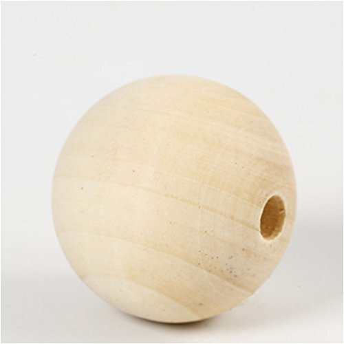 Holzperlen, D: 40 mm, Lochgröße 7 mm, Grasbaum, 6 Stück