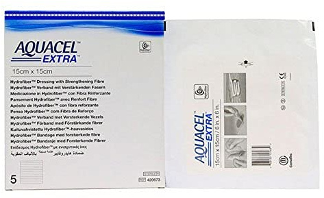 ConvaTec 3673282 AQUACEL Zusatzhydrofiber Wunden Verband, 15x15cm (Packung mit 5)