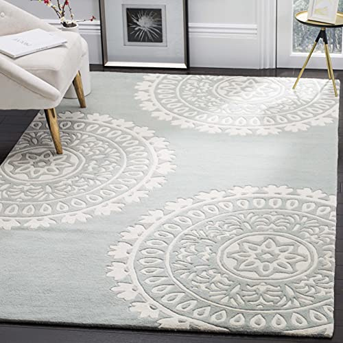 SAFAVIEH Bella Collection Area Rug - 6' x 9', Grey & Ivory, Handmade Wool, Ideal for High Traffic Areas in Living Room, Bedroom (BEL121A)