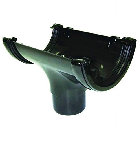 FLOPLAST 112mm Half Round Gutter Running Outlet - Black