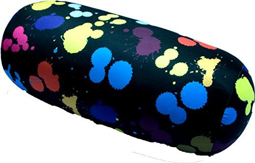 COVERBAGBCN - Coussin Rond Anti-Stress Relax | Soulagement Cervical et Lombaire |Rempli de Billes Confortables| Tissu Lycra Doux au Toucher | Lavable en Machine | 35x15 cm(Noir avec Taches de Couleur)