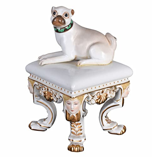 Vintage Porzellan Figur Aristokratischer Mops 22cm Rokoko Sammlerstück Wohnraumdekoration Schlafzimmer OAP110 Palazzo Exklusiv