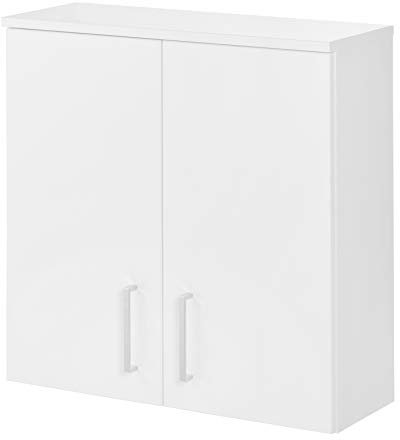 FACKELMANN Hängeschrank Atlanta/Schrank mit gedämpften Scharniere/Maße (B x H x T): ca. 60,5 x 68 x 32,5 cm/hochwertiger Schrank fürs Badezimmer mit 2 Türen/Korpus: Weiß/Front: Weiß