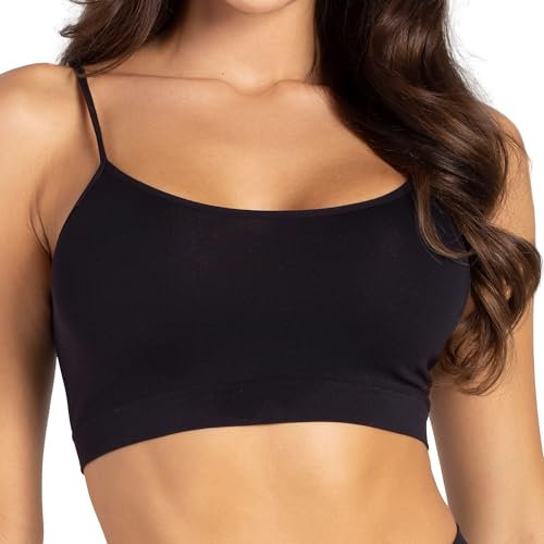 Gatta Sport Basic Top, Sport-BH mit dünnen Trägern, schön, weich, bequem, Fitness, Keine Seitennähte, körpernah (Schwarz, M)
