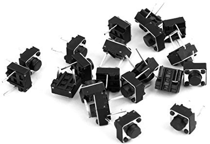 Sourcingmap 20Pcs 2 Pin Momentary Panel PCB Mount Push Button SPST Tact Switch 6x6x5 mm