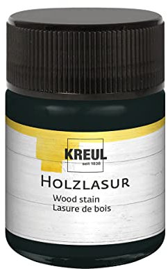 KREUL 78518 - Farbintensive Acryl Holzlasur, 50 ml Glas in ebenholz, für unbehandeltes, natürliches Holz und saugende Naturpapiere, fließend - flüssige Farbe auf Wasserbasis
