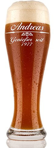 polar-effekt Bierglas 0,5 L Weizenbierglas mit Gravur, personalisierte Glas, Individuelles Weizenglas als Geburtstagsgeschenk für Männer - Geschenkideen für Papa Männer Geschenke