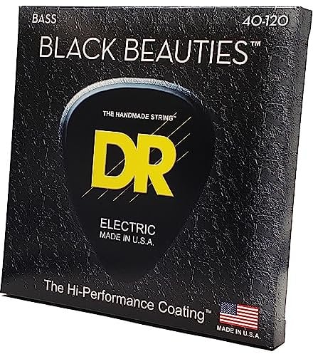 DR Strings BLACK BEAUTIES™ - Corde per basso colorate: 5 corde leggere 40-120