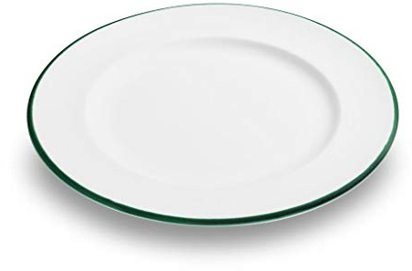 GMUNDNER KERAMIK Dessertteller Gourmet Durchmesser : 22 cm Grüner Rand Geschirr, handgemacht in Österreich