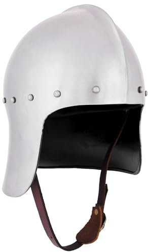 Anglais Casque Archer, 15JH.-1,6mm Acier avec Incrustation en cuir-Moyen-âge-Larp