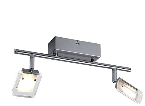WOFI Deckenbalken, 2-flammig, Serie Vileta, 2 x LED, 4.5 W, Breite 20 cm, Höhe 12 cm, Tiefe 35 cm, Kelvin 3000, Lumen 360, nickel matt 7254.02.64.0000