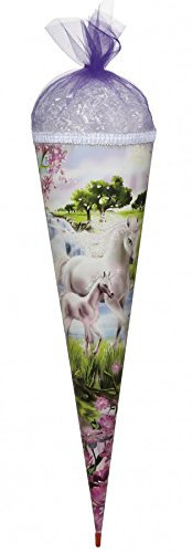 Schultüte / Zuckertüte / 70cm / rund / Einhorn und Fohlen