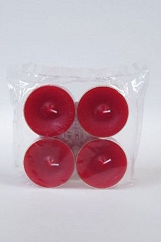 4 original Dänische Maxi Teelichter ohne Duft im Acryl-Cup farbig durchgefärbt rot