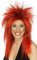 Smiffys Perruque diva rock, Rouge, Coupe mulet longue