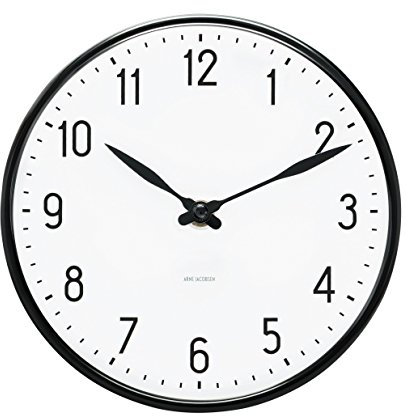 Arne Jacobsen Wanduhr Ø16 cm Station Stilvolles Design aus Aluminium, weiss