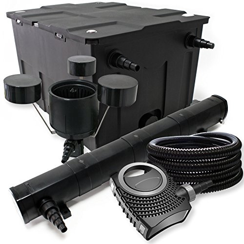 Wiltec Komplettset: CBF-550 Teichfilter bis 60000 L Teichfilteranlage Durchlauffilter, NEO10000 Teichpumpe 10000l/h 80W, CUV-272 Teichklärer 72W, 25m Teichschlauch 25 mm, CSP-250 Skimmer 2500l/h 45W