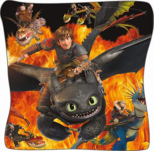 Dragons DreamWorks Zahnloses Schluckaufkissen, Flammenmotiv, 40 x 40 cm