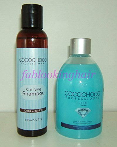 COCOCHOCO PURE brasilianisches Blow Dry Haar Keratin Glättung Behandlung 250 ml plus 150 ml COCOCHOCO Pre Klärendes Shampoo