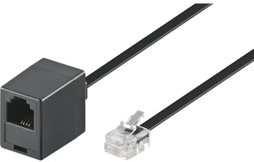 Goobay 68259 Cavo di Connettore Telefonico Modulare da 3 Metri, Nero, Spina Rj11/Rj14 (6P4C) alla Presa Rj11 (6P4C), Nero