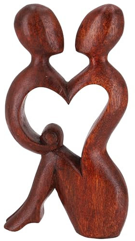 GURU SHOP Holzfigur, Statue, Deko Objekt Feng Shui 20 cm - Liebe/Dunkelbraun