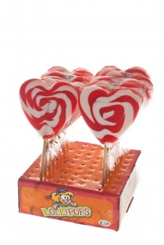 Herz-Lolly rot/weiß Display Menge:Display