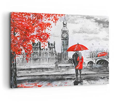 Bilder auf Leinwand 100x70cm Leinwandbild London Architektur big ben Groß Wanddeko Bild Schlafzimmer Küche Deko Wandbilder Dekoration Wohnzimmer Wall Decor Canvas Wand Kunstdruck Art AA100x70-3153