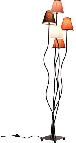 Kare Design Lampadaire Flexible Mocca Cinque, noir/marron, abat jour coton, pédale de commande, lampadaire sur pied salon, chambre, 163x40x35cm (Ampoule Non Incluse)