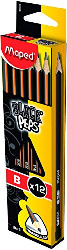 Maped 850021 Black'Peps Graphitstifte, HB GRADE B