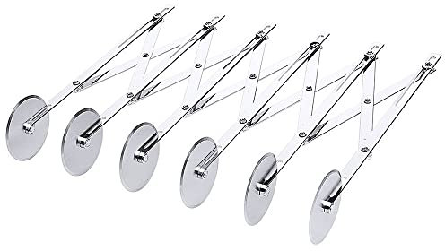 Contacto Teigschneider, Teigrädchen, justierbar, 6 Schneidrädchen, aus Edelstahl, Höhe: 24,5 cm, Rad: Ø 5,4 cm, Breite: max. 60 cm