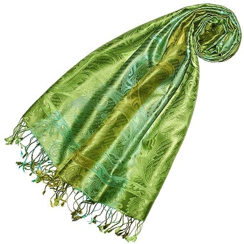 Lorenzo Cana Damen Pashmina Schal Schaltuch jacquard gewebt 100% Seide 70 x 190 cm Paisley Muster Seidenschal Seidentuch Seidenpashmina harmonische Farben 78053
